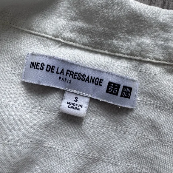 Uniqlo White Linen V-Neck Short Sleeve Top - Picture 2 of 7